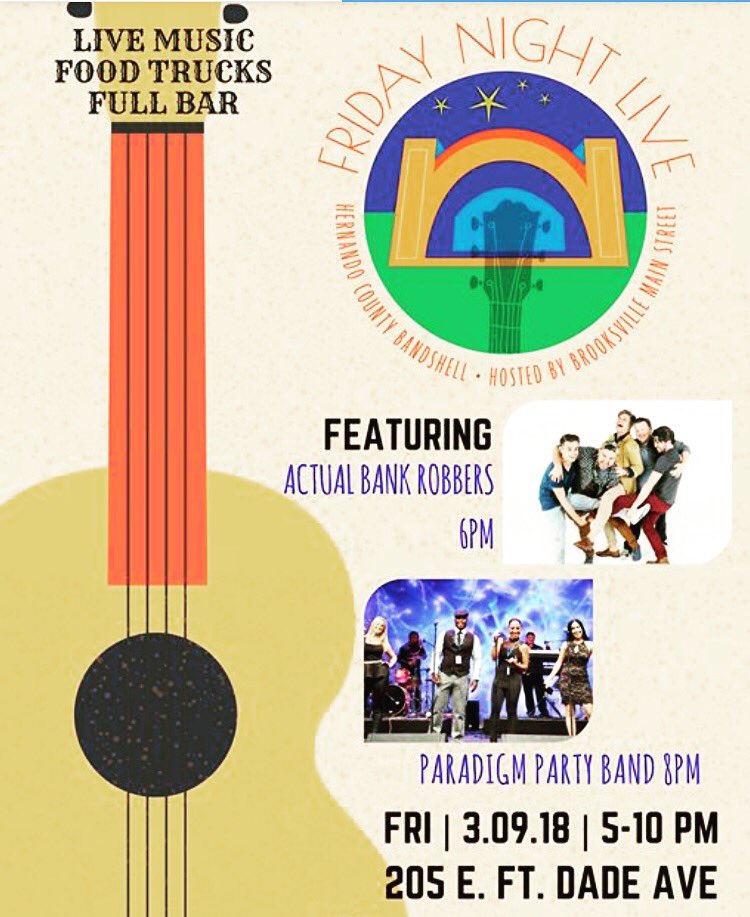 Friday March 9 th <a href="/DBPizzaCo/">DoughbieBrothers</a> is back in Brooksville! This time we’re st the Hernando Park Bandshell! The event is “Friday Night Live” and they’re will be some great live music and much more!! Not to mention some great Wood fired Neapolitan Pizza made fresh from the oven!!!