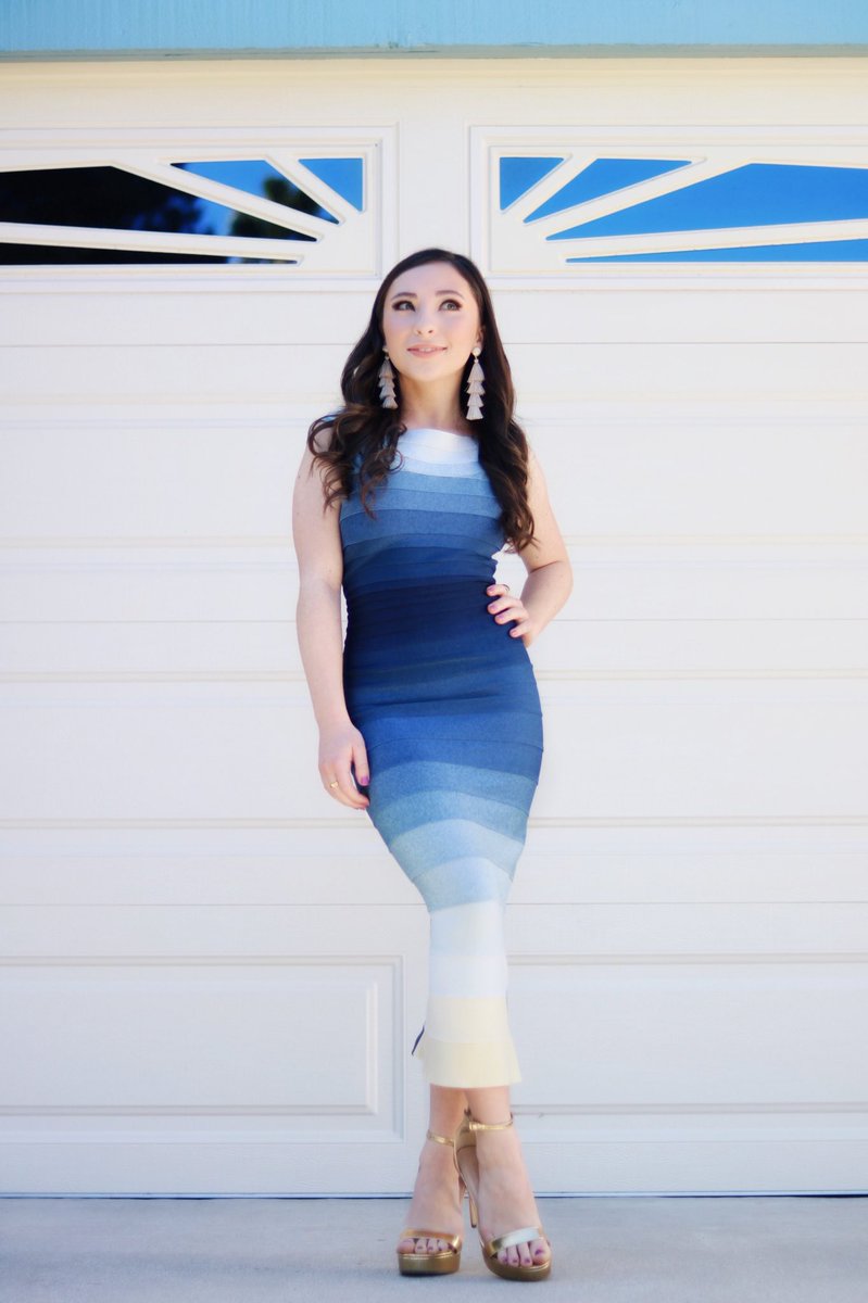 TheAvaCantrell's tweet photo. Believe you can and you’re halfway there💙 #OscarSunday maybe someday it will be me💙 #herveleger #sterlingforever #Oscar2018 #dress #dressgoals #ombre https://t.co/QKvarsHhrf