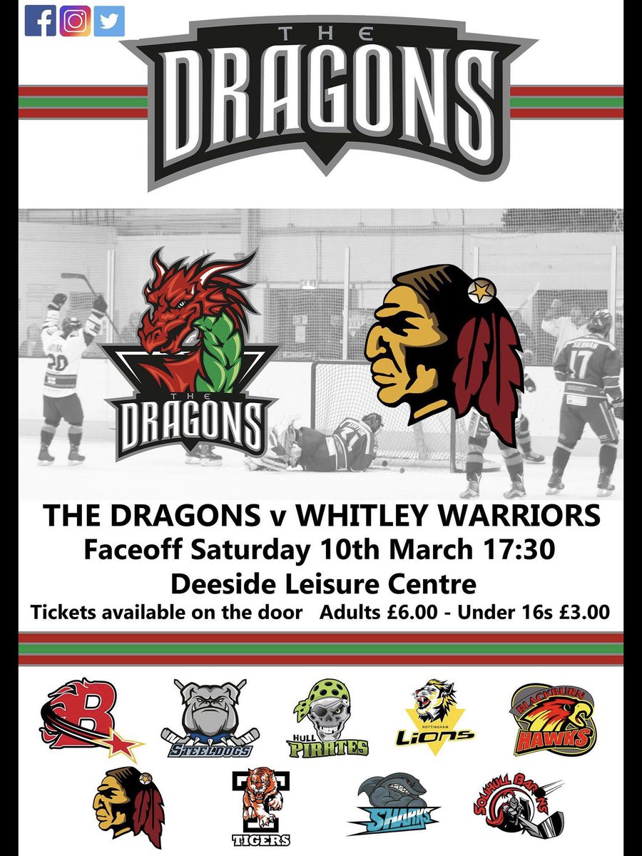 DeesideIce's tweet photo. Last @Deesidedragons home game next Saturday @DLC_IceRink why not come along and support our local team? 🐉🥅🏒 #Deeside #icefriends #coyds https://t.co/4y3hTofMUN