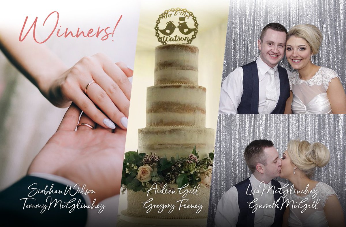 Congratulations everyone! 

#WeddingRings with Sproules Jewellers.
💕Winners: Siobhan Wilson &amp; Tommy McGlinchey

#WeddingCake with Sparkles Cakes Of Art
💕Winners: Aideen Gill &amp; Gregory Feeney

#Wedding Photo Booth with Rentabooth NI
💕Winners: Lisa McGlinchey &amp; Garreth McGill