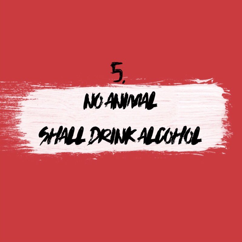 sshsAnimalFarm's tweet photo. "And remember that in fighting against Man, we must not come to resemble him. Even when you have conquered him, do not adopt his vices. No animal must ever... drink alcohol, or smoke tobacco... All the habits of Man are evil." #Commandment5 https://t.co/OsrYoHcaVA