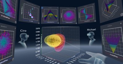 Namenode5's tweet photo. Using @virtualiticsVR to visualize data in VR + slicing/dicing in collaborative environments + machine learning = 😃 https://t.co/UokkVdgeiv https://t.co/gYsBf12iF3