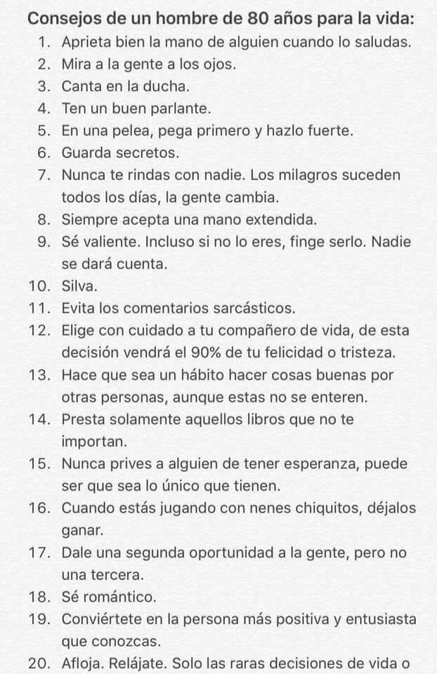 DelevingneLuis2's tweet photo. Consejos de un hombre de 80 años.
Vale la pena leerlos... https://t.co/7OJflcokzj