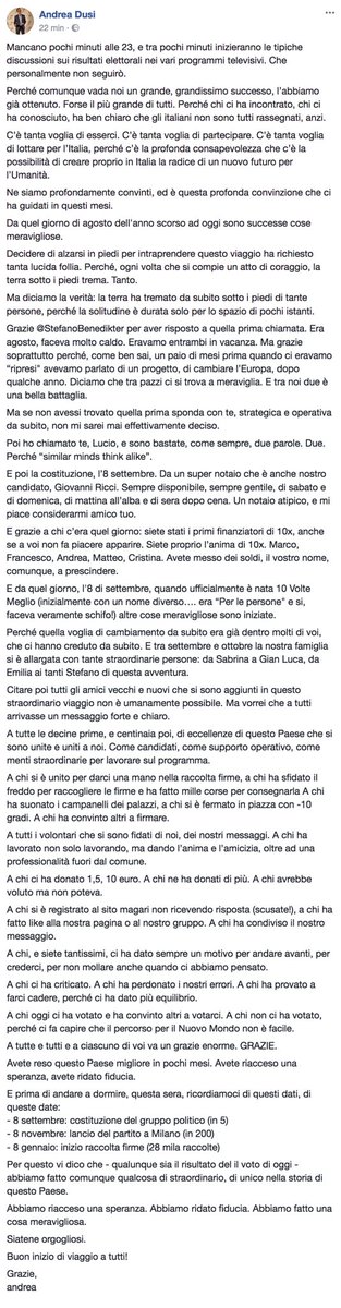 andreadusi_'s tweet photo. Comunque vada, noi un grandissimo successo l’abbiamo già ottenuto.
Abbiamo riacceso una speranza. Abbiamo ridato fiducia. Abbiamo fatto una cosa meravigliosa.

A tutte e tutti e a ciascuno di voi va un enorme GRAZIE

@10voltemeglio #10voltemeglio https://t.co/b6wLRnyOz4 https://t.co/WSyOxZ3Fgz