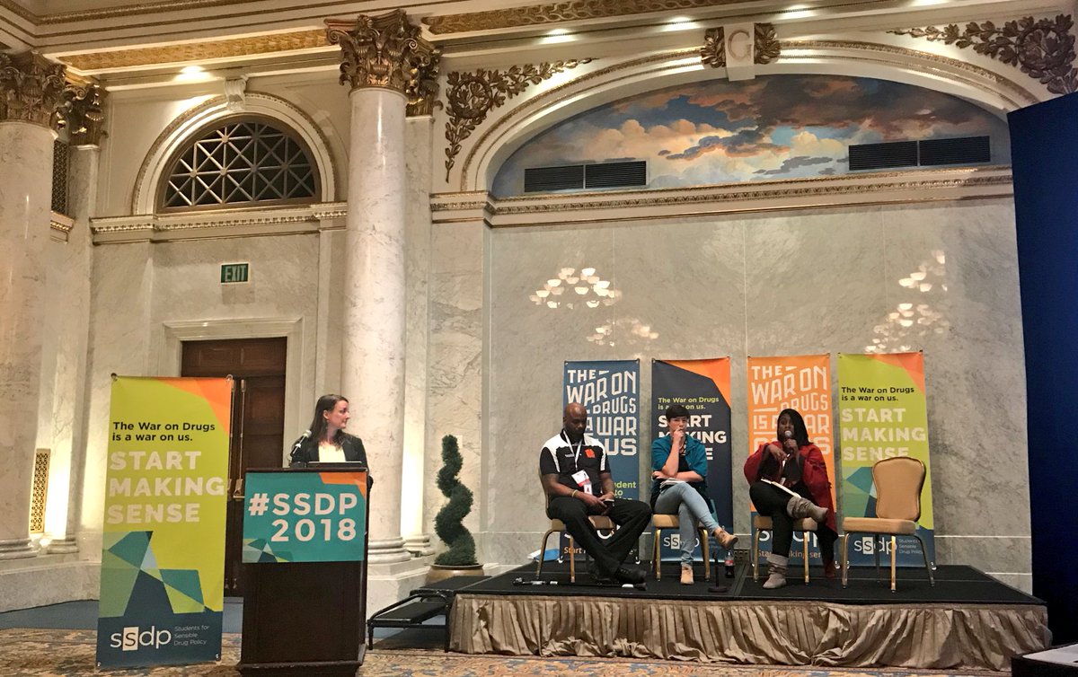 KatMurti's tweet photo. Closing Plenary at #SSDP2018: The War on Drugs (and the fight against it) in Baltimore https://t.co/W3VruMvYae