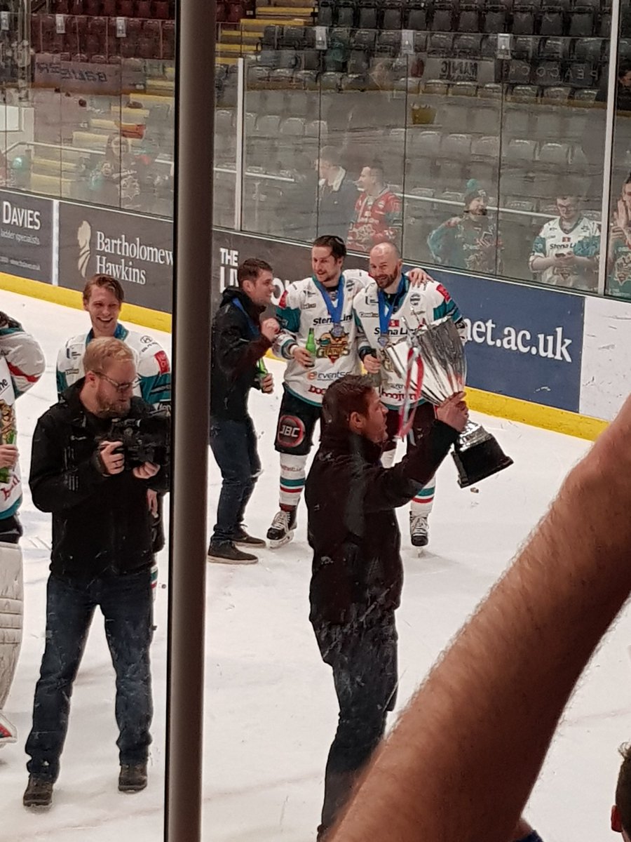 a_patterson87's tweet photo. Well done to our coach @Adam27Keefe @BelfastGiants #RoadWarriors, our #tealwhitearmy 🏆🥇 our fellow fans were out of this world tonight!! My throat aches, every joint hurts but we did NOT come here to take part... #wecametotakeover #belfastgiants #ccchampions2018 #WeAreGiants https://t.co/V7LGp8LQL5