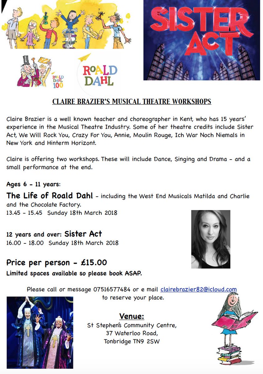 brazierdance's tweet image. #musicaltheatreworkshop #roalddahl #sisteract #sunday #children #dance #singing #drama #performance #everyonewelcome #followme #bookyourplace #Tonbridge