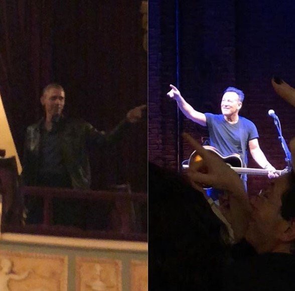 MezianeHammadi's tweet image. Barack Obama checked in on Springsteen on Broadway last night.

 #Obama #Springsteen