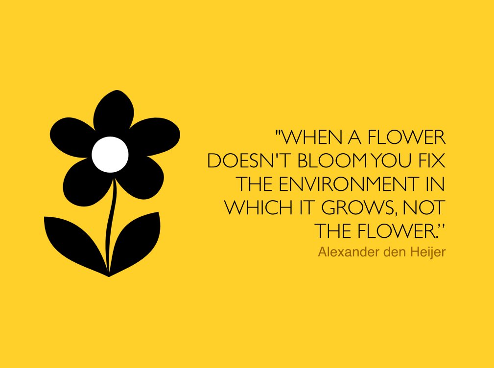 mraspinall's tweet photo. "When a flower doesn't bloom you fix the environment in which it grows, not the flower.” https://t.co/eXIp3etWpi