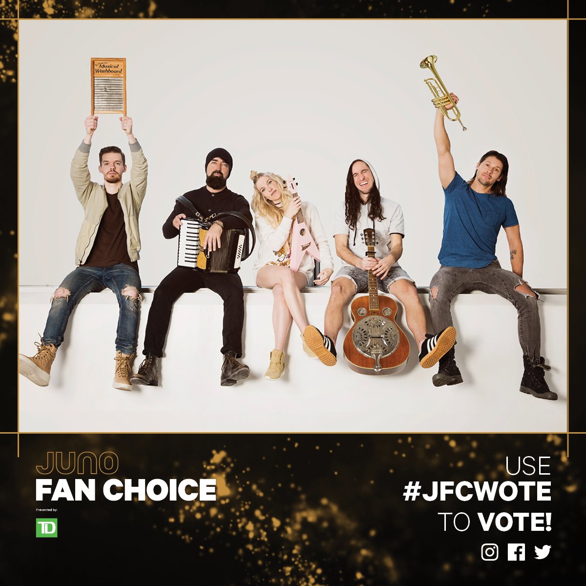 TheJUNOAwards's tweet photo. RT to Vote for @WalkOffTheEarth for #JUNOFanChoice  presented by @TD_Canada!  #JFCWOTE 🙌 https://t.co/iApJ8hirOz