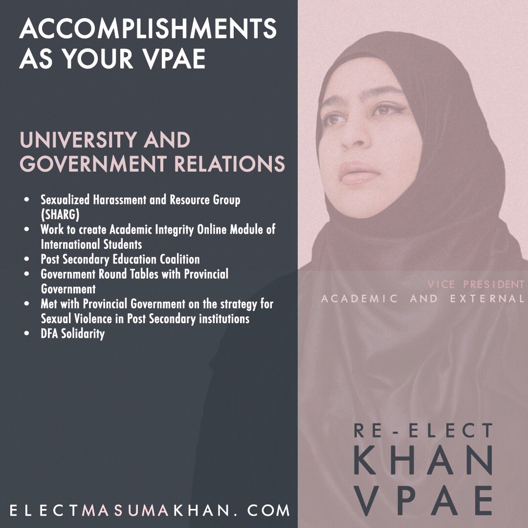 Iamgeneralkhan's tweet photo. Hey folks,
My second platform point is Experience! Check out a summary of all the accomplishments we've made this year, and if re-elected we as the DSU will accomplish more! #DSUvotes #VoteWithKhanfidence #weKhandoit #Khanforvpae
info on platform visit: https://t.co/GBeBABRKoG https://t.co/jQBR3gE5u0