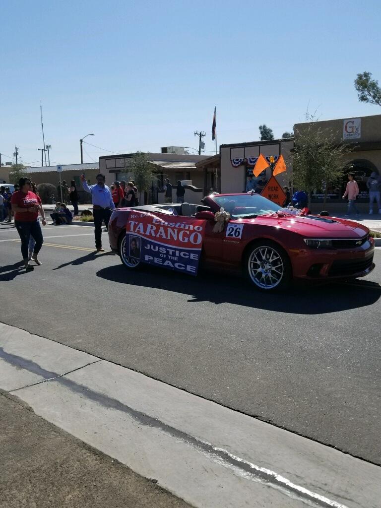tinotarango3's tweet photo. Awesome Saturday at Coolidge Cotton Days, parade, day spent in park with our team spreading the word, re-elect Tarango JP3! Great food and rides too! #teamtarango #reelecttarangojp3 #coolidge #Florence #eloy #azcity #redrock https://t.co/hADRkkf6DT