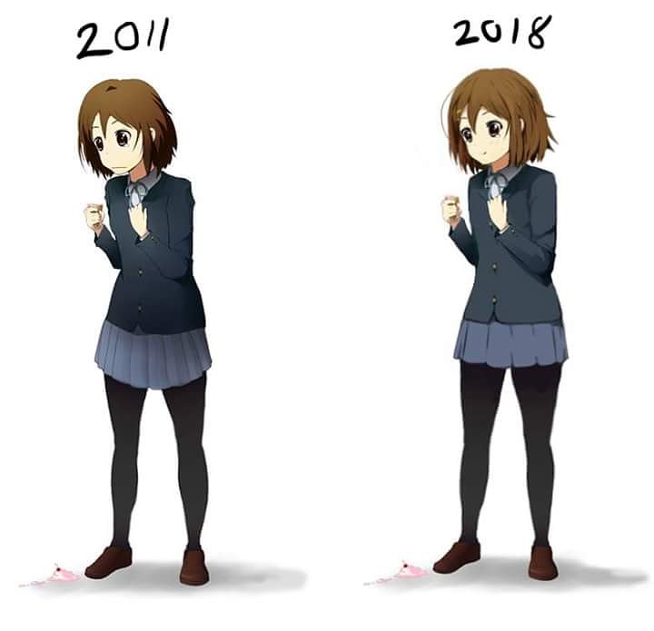 VincyWP -COMMISSIONS OPEN- on X: Yui from K-on! 2011 vs 2018 #K