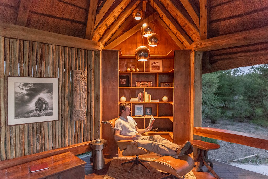 Enjoying a quiet moment in the library before dinner. #privateSafari #Botswana