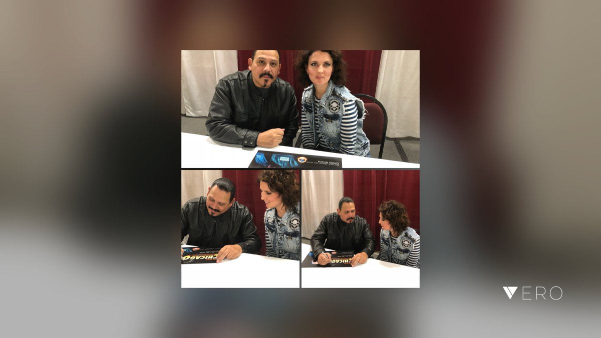 sinners_shop's tweet photo. I with Emilio Rivera at 34th annual Chicago Motorcycle Show and Parts Expo. #mayansmc #biker @mariiashaniuk #motorcycle #instagram #usasinnersbones #sinnersbones #post #sunsofanarchy #emiliorivera48 @VeroTrueSocial https://t.co/BeUjebHBrP