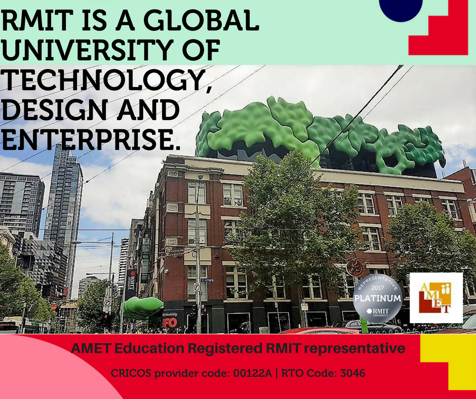 AMETedu's tweet photo. #RMIT is a global #University recognized for leadership and innovation in technology, design and enterprise. And it's one of our favourite universities. To learn more or apply visit one of our offices. https://t.co/9wxw8jywBW https://t.co/a1Cqihozzx