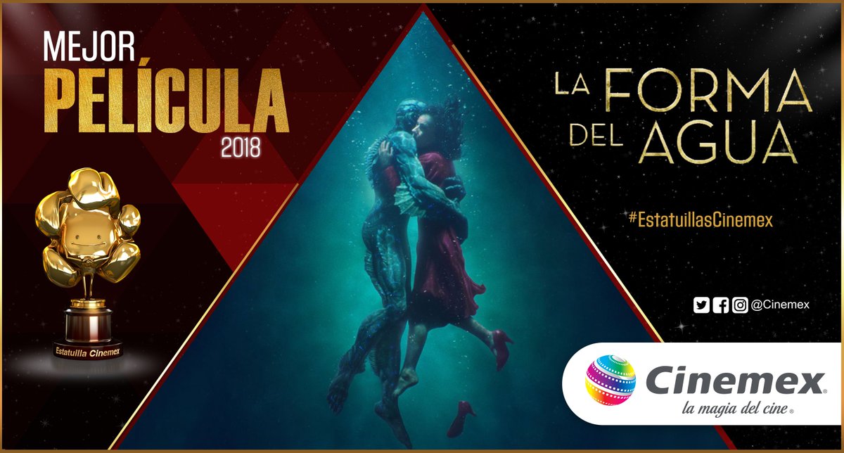 d_pelicula's tweet photo. Culminamos esta gran noche con el #Oscar a la Mejor Película:

¡¡¡#LaFormaDelAgua gana el galardón más importante de los #Oscars90!!! ¡Felicidades a @RealGDT!

#EstatuillasCinemex https://t.co/AazUFnf1TS