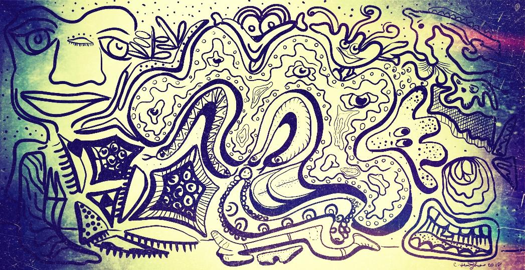 TreeHughes's tweet photo. My #amoeba #Friends . What am I made of? #doodle #Art #artfun #phoneart #s8note #artrage #illustrations #disabilityartist https://t.co/T6z0297kTk