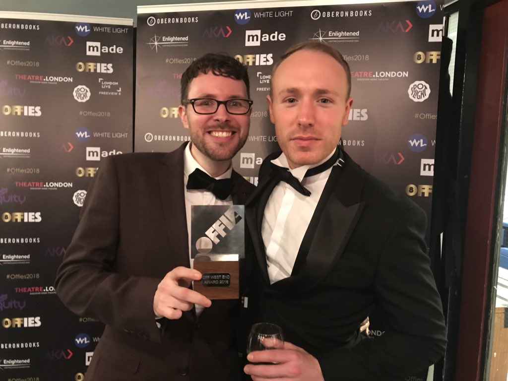 Wonderful evening celebrating at the #Offies2018 with our amazing finalists @FakeJoshLay and <a href="/whittakerchoreo/">Chris Whittaker</a>