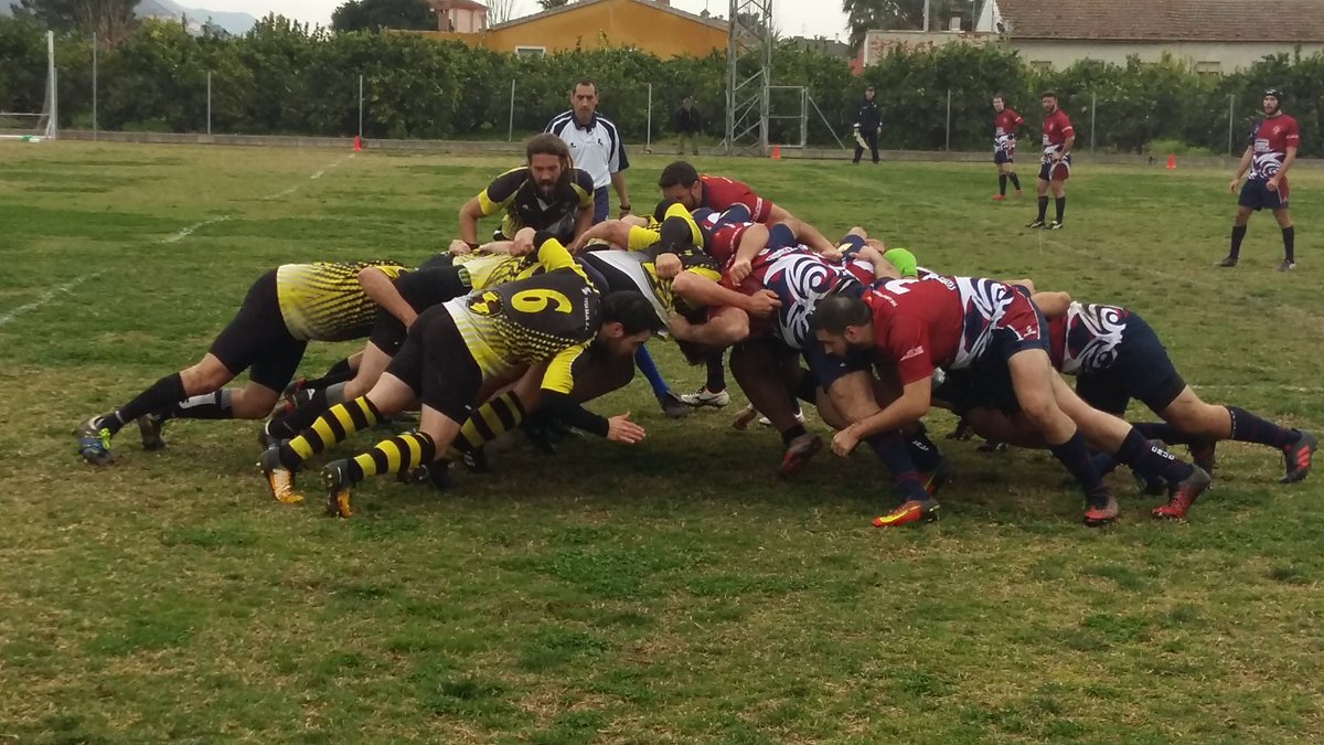 Resultado del partido senior de la Liga FERRMUR a las 12 de mediodía domingo 4 marzo Campo de rugby de la Universidad Miguel Hernández Desamparados:  ITV Vega Baja Orihuela CR 26 (3 ensayos+1 transformación+3 penaltis)- Club Rugby Universitario Cartagena 10 (2 ensayos).