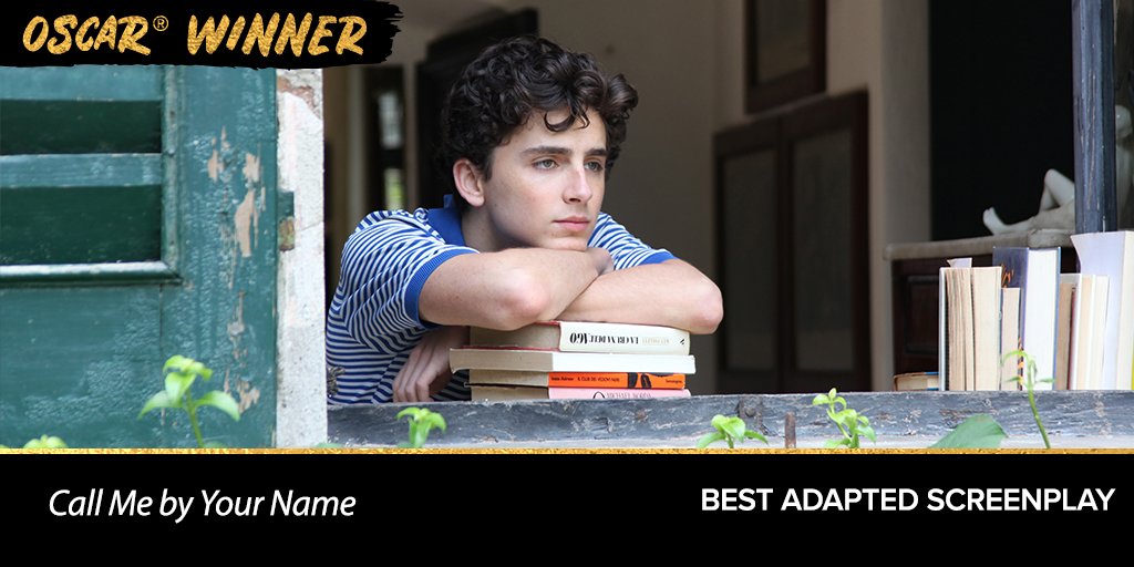 Fandango's tweet photo. At 89, James Ivory is the oldest winner in #Oscars history for Best Adapted Screenplay, Call Me by Your Name. https://t.co/2xnUPlaYDj