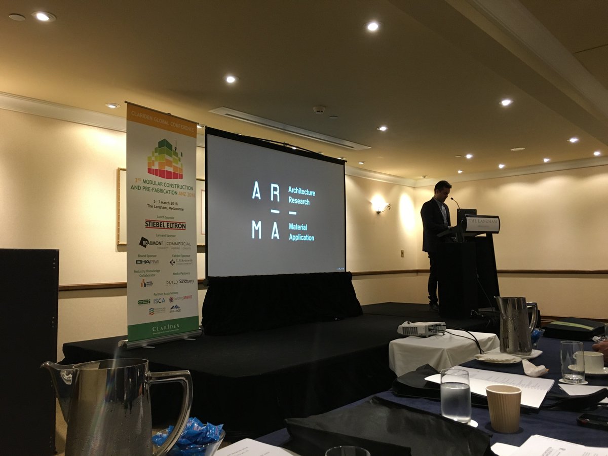 _arma_'s tweet image. Gabriele Ulacco spoke about the #DigitalTwin and virtual construction planning on the computer in order to achieve great results on site at the Modular Construction and Prefabrication Australia 2018. This time in Melbourne!!!