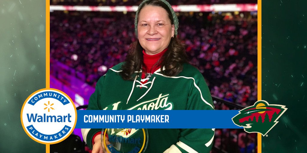 mnwild's tweet photo. Tonight's @Walmart #wmplaymaker is Faye. She is a social worker at Rogers Middle School, organizing a gift-giving program there for the last 14-plus years. https://t.co/MhIb67ZiWs