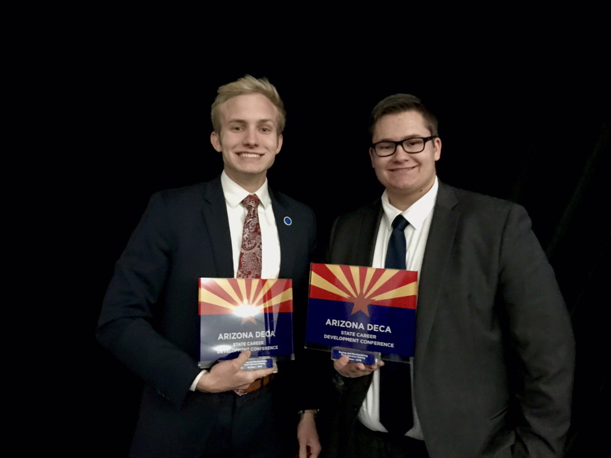 PerryDECA's tweet photo. 🎉PERRY DECA BROKE RECORDS! @kestongoodman and @matt_laird13 RECEIVED 💯% ON THEIR ROLE PLAYS! 12 PERRY MEMBERS ARE REPRESENTED ARIZONA DECA 🌵 IN INTERNATIONAL COMPETITION 🌎 https://t.co/x9RLNplyt5