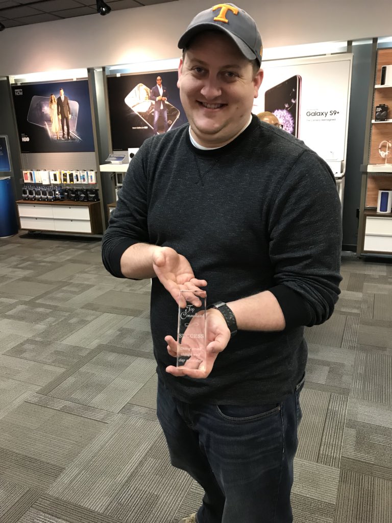 Tyler showing off his trophy for finishing #1 in the area 3 months in a row! <a href="/DaleB1/">Dale S. Brown</a> <a href="/dafigueredo/">Daniel Figueredo</a> <a href="/IamBrandisFord/">Brandis Ford</a> <a href="/Bh7316/">Brittany Harrison</a>