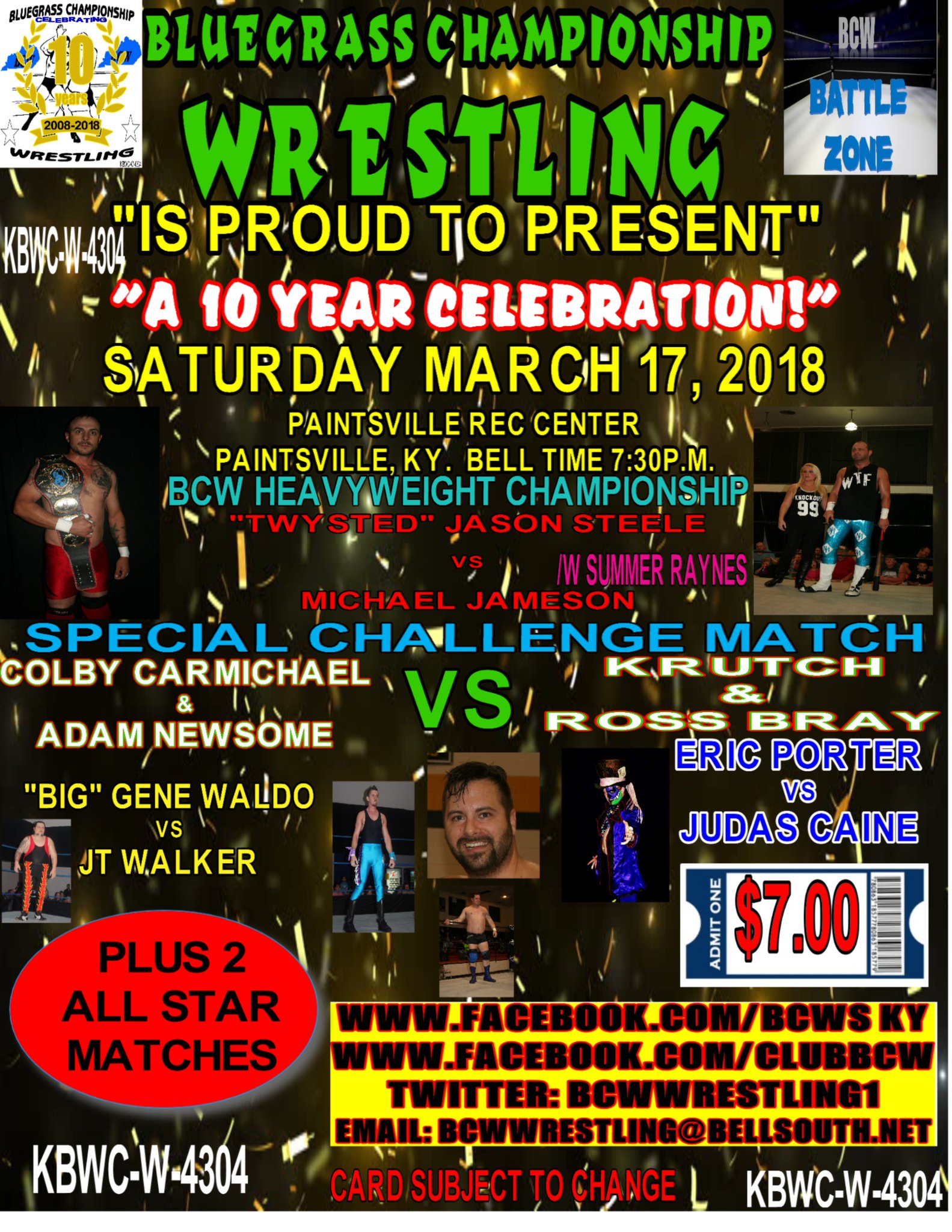 BCW WRESTLING on Twitter "A 10 year celebration coming to Paintsville