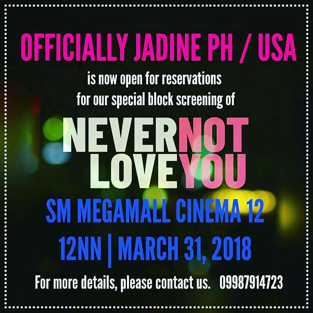 paller_ann's tweet photo. Officially jadine blockscreening
For ur info dm me for reservation go guys for the love. 😍😍
 sm mega mall 12 cinema 
March 31 12:noon https://t.co/IPNNNNfvJm