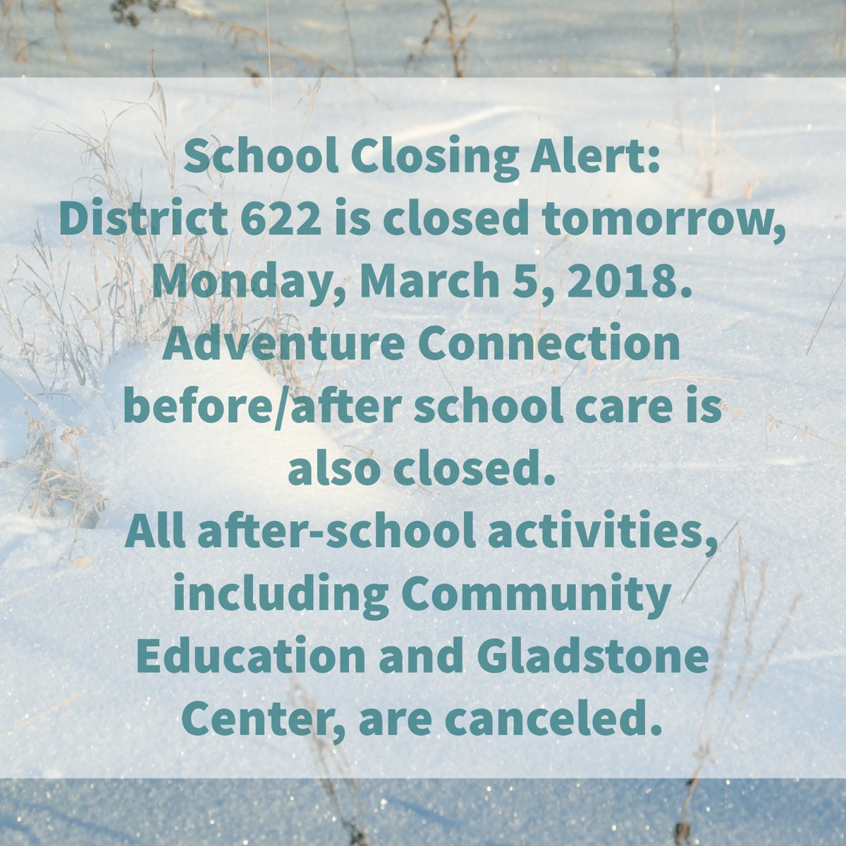 isd622's tweet photo. School Closing Alert: https://t.co/buZKD0frDw