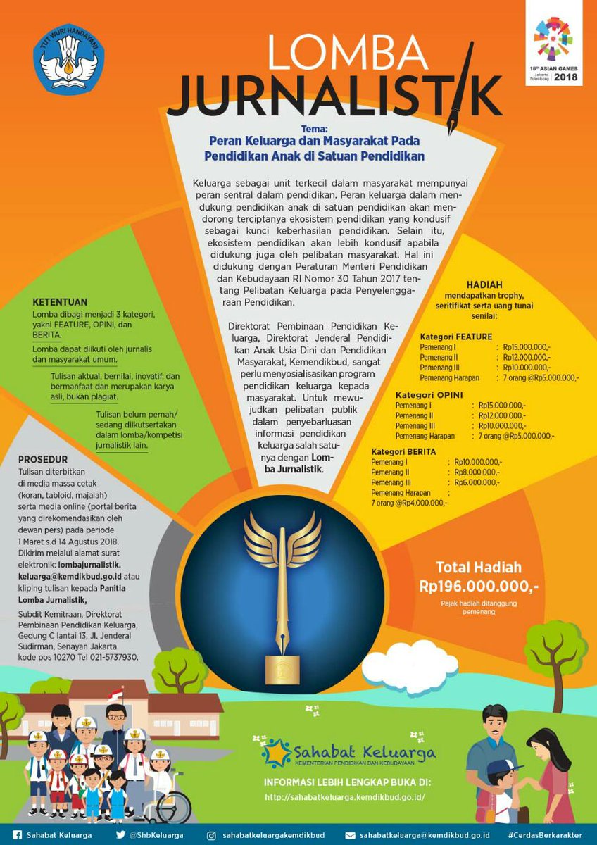 Kemdikdasmen's tweet photo. Yuk! Ikuti Lomba Jurnalistik "Peran Keluarga dan Masyarakat pada Pendidikan Anak di Satuan Pendidikan". #SahabatDikbud dapat melihat info lengkapnya pada poster atau klik, https://t.co/rpheuPQ0MK. https://t.co/unJtl7j9Vh