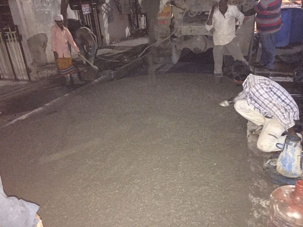 Laying of RMC M40 grade at Bapu Bagh colony , Begumpet
