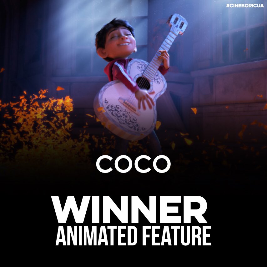 CineBoricua's tweet photo. #Oscars :  COCO gana la categoría de Best Animated Feature Film. https://t.co/pkftWe1QEt