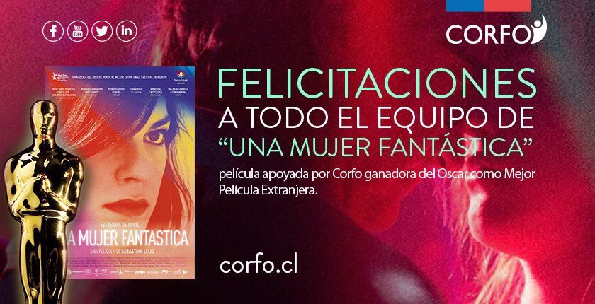 EduardoBitran's tweet photo. Para @corfo es un orgullo que por segundo año películas apoyadas por la institución logren un Oscar. https://t.co/qahjHZrsbl