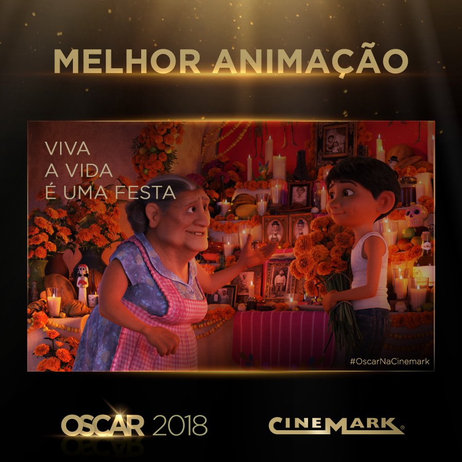 cinemarkoficial's tweet photo. #Viva! O filme da Pixar que fez todo mundo se emocionar leva a estatueta de Melhor Animação! Parabéns, Disney! Parabéns, México!
#Oscars #Oscars90 #OscarNaCinemark https://t.co/0eMfF5ysQC