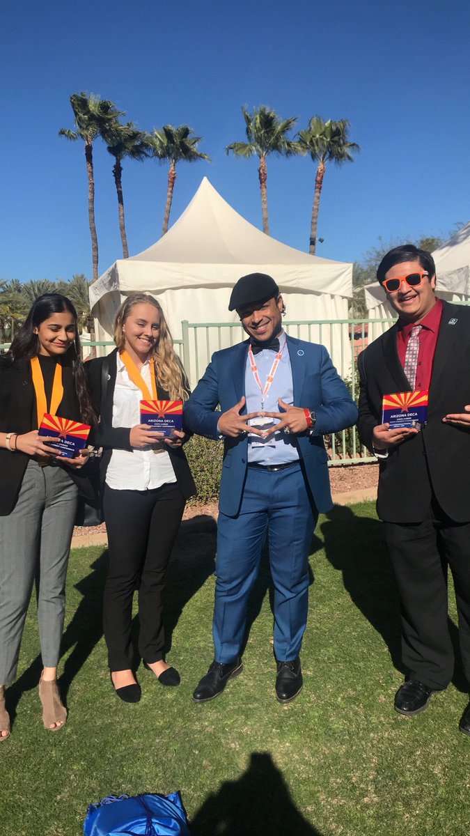 HamiltonDECA_AZ's tweet photo. Congratulations to Manvi Harde, Cassandra Bromley, and Shay Zutshi for placing top 5 in state in their events. They'll be representing Hamilton and AZ in the International Career Development Conference in Atlanta. Way to go Huskies! @manviharde @Cassie21703809 @ShayZutshi #ICDC https://t.co/Iq2k2mqwOF