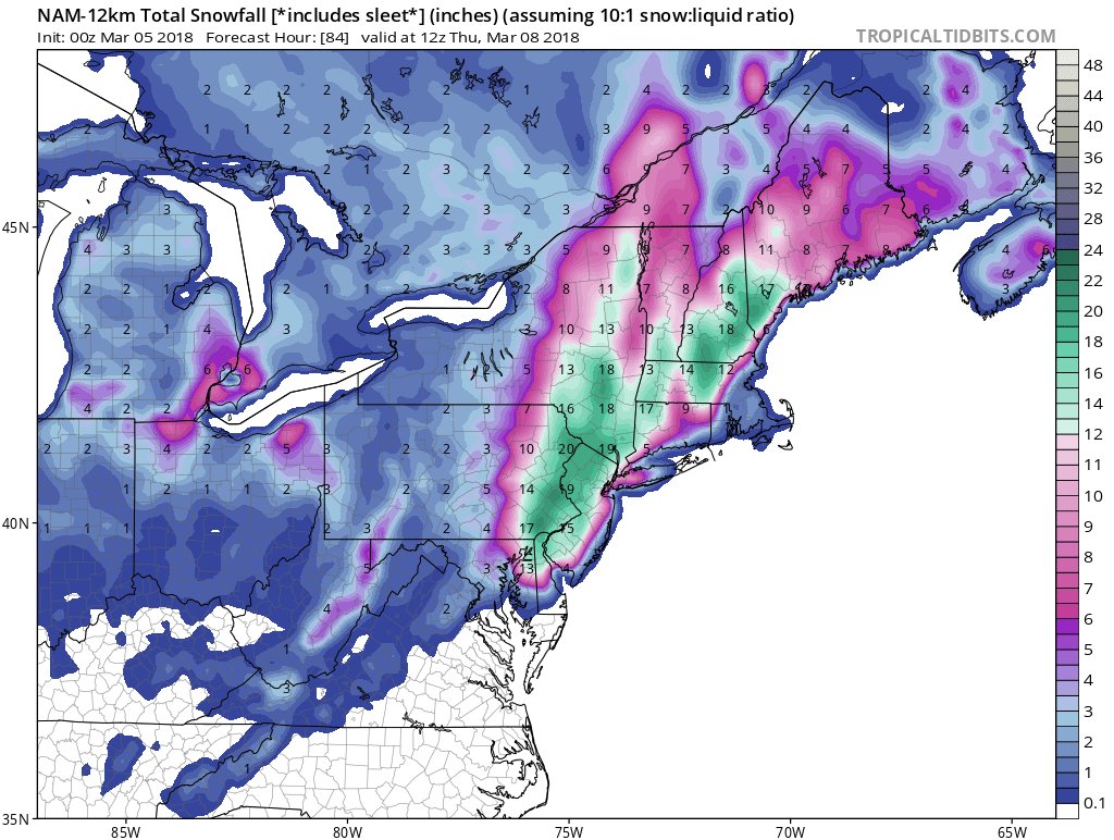 NEweatherHQ's tweet image. *SNOW MAP CAN CHANGE* 0z #NAM: