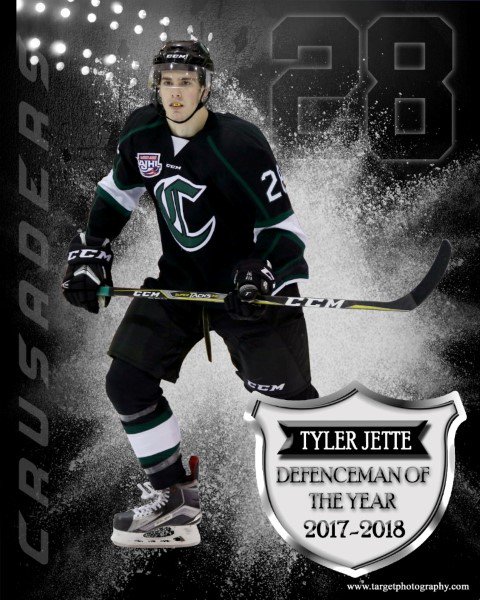 TargetPhoto's tweet photo. Congrats to @tyler_jette98 on winning @TheAJHL @SPcrusaders 17-18 Defenceman of the Year #AJHL #SPCrusaders #InYourFace #SimplytheBest #10YearsofAction #ActionPhotography https://t.co/ya9mWklzQ1