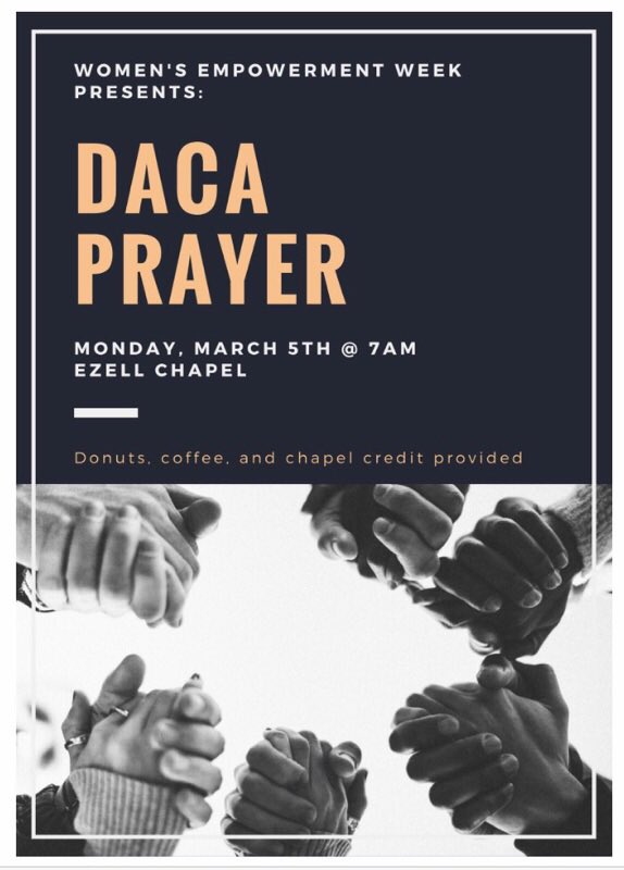 lipscombdsc's tweet image. March is Women's History Month! The DSC is partnering with other student organizations to host a Women Empowerment Week. The week starts with prayer for DACA students tomorrow at 7am and at 5pm we're learning about human trafficking. Chapel credit &amp;amp; refreshments will be at both!