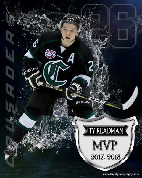 TargetPhoto's tweet photo. And finally congrats to @tyreadman on winning @TheAJHL @SPcrusaders 17-18 MVP Award #AJHL #SPCrusaders #InYourFace #SimplytheBest #10YearsofAction #ActionPhotography https://t.co/O13eifR6Ol