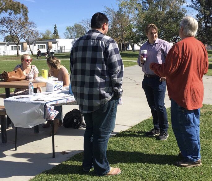 PhilforChange's tweet photo. It was a beautiful day in Buena Park! We had a great conversation over donuts about teachers and education, how to keep our unions strong and create good jobs, and how we’re building our grassroots momentum as the June 5th primary approaches! #CA39 #PhilForHouse #Flipthehouse https://t.co/KReWFHA33p