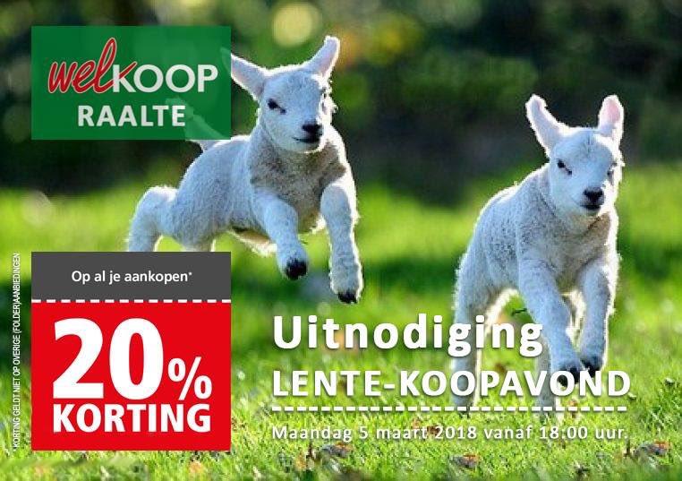 WelkoopRaalte's tweet photo. Lente-Koopavond!
Vanavond van 18-21 u ontvang je 20% korting op al je aankopen bij Welkoop Raalte!*
Bij deze ben je van harte uitgenodigd! 
* korting geldt niet op overige (folder)aanbiedingen, tabakswaren, geplaatste bestellingen, cadeaubonnen en wettelijk uitgesloten producten. https://t.co/uoyVh18ITl