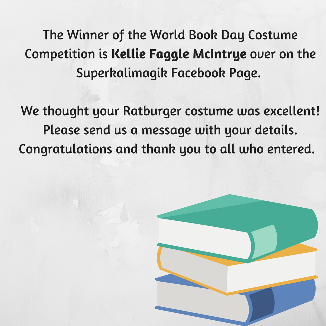 Spillyspoon's tweet photo. Thank you to all who entered our World Book Day Costume Competition. The winner is Kellie Faggle McIntyre over on the Superkalimagik Facebook page. Thank you to all who entered! https://t.co/Pq8GoypXhx