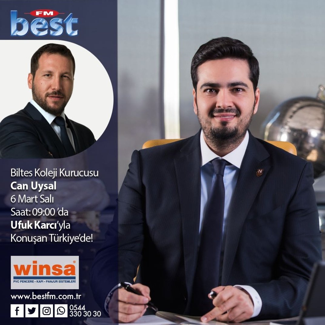 Biltes Koleji Kurucusu Can Uysal, yarın saat 09:00'da <a href="/winsatr/">Winsa</a> 'nin sunduğu <a href="/ufukkarcii/">Ufuk Karcı</a> ile Konuşan Türkiye'nin konuğu olacak.
Radyonuz açık olsun!
#BestFM