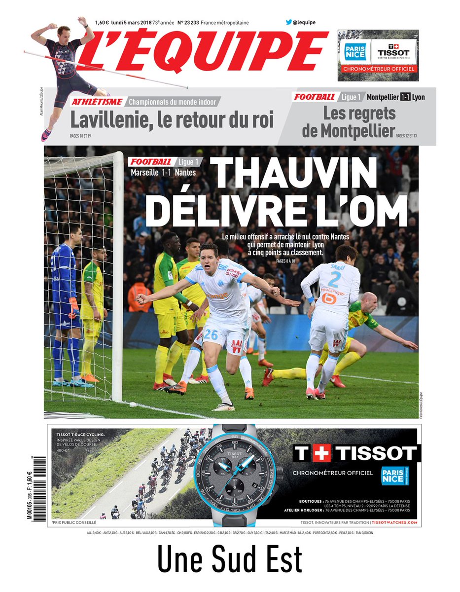 lequipe's tweet image. Toutes les Unes, nationale et régionales, de @lequipe aujourd'hui.