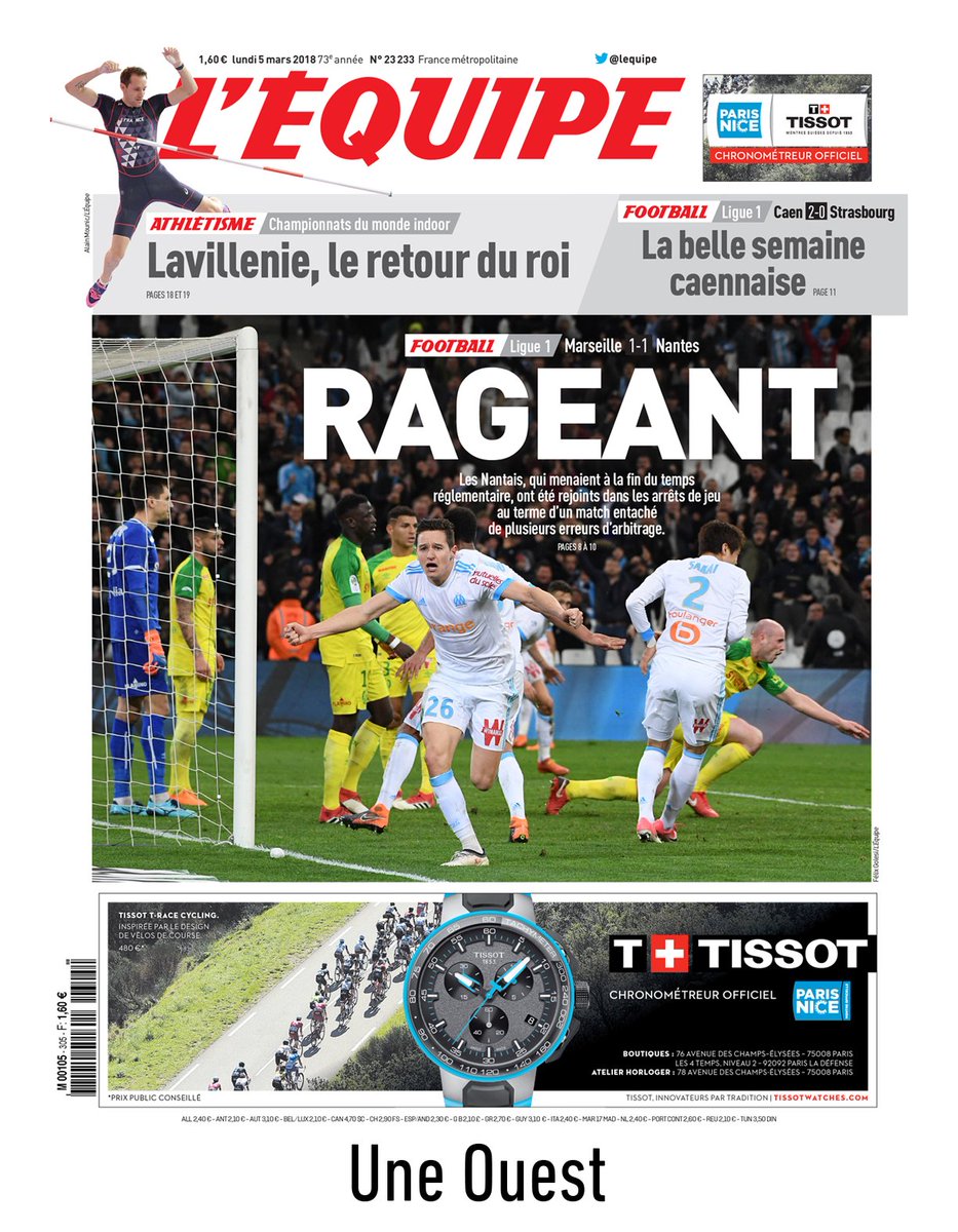 lequipe's tweet image. Toutes les Unes, nationale et régionales, de @lequipe aujourd'hui.