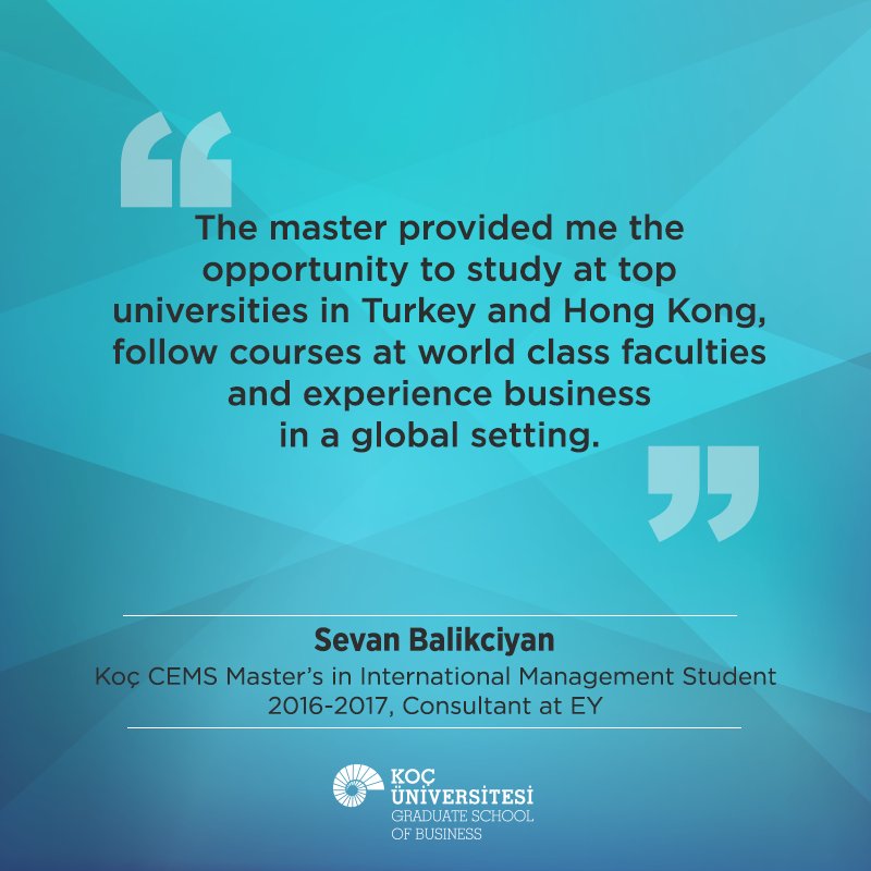 kocgsb's tweet photo. It is great to hear from our Master of International Management (MIM) alumni about their experiences. For more info about MIM check our website. https://t.co/M4hNmIvcsF #cemsmim https://t.co/oPrKit14j4