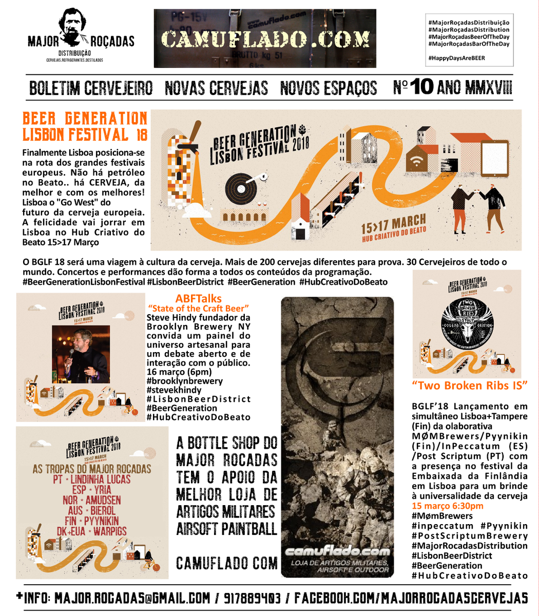 MajorRocadas's tweet photo. [PT] Boletim Informativo #10 + Beer Generation Lisbon Festival 2018
[ESP] Boletín Informativo #10
[ENG] Newsletter #10

Com/With @MajorRocadas  @ Hub Criativo do Beato >15/17 March  #HappyDaysAreBEER

#MajorRocadasDistribution
#BeerGenerationLisbonFestival
#HubCreativoDoBeato https://t.co/G9WBhhcdgr